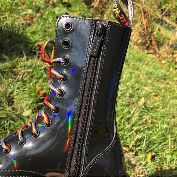 Dr. Martens Jadon Hi Rainbow Patent Platform Boots - Picture 10 of 16